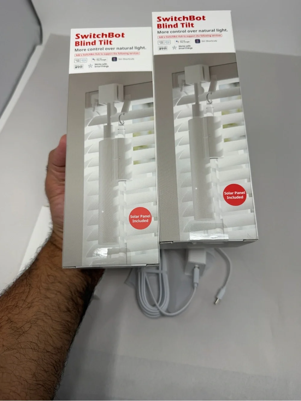 2 packs Smart Home Solar-Powered WiFi Curtain Motor - White